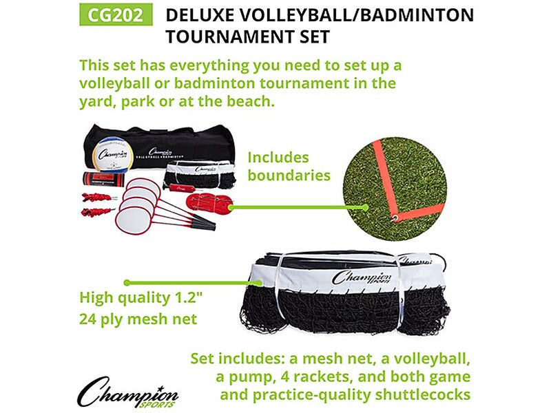 Champion Sports Deluxe Volleyball/Badminton Tournament Set, Multicolor (CG202)