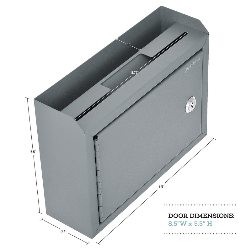 AdirOffice Steel Multipurpose Drop Box Interoffice Mailbox, Medium, Gray (631-02-GRY-PKG)