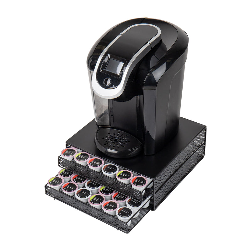 Mind Reader Plastic Coffee Pod Organizer with 2 Drawers, 72 Pod Capacity, Black (DBMTRAY-BLK)
