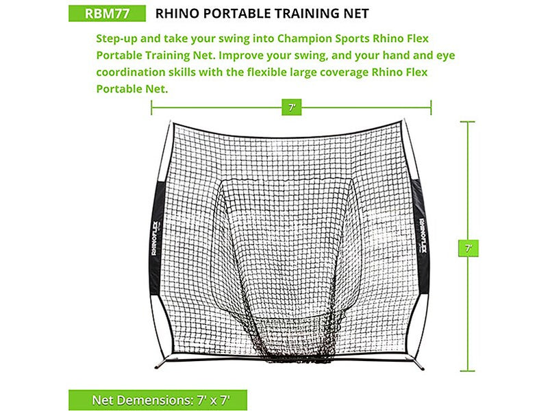 Champion Sports RHINO Flex Baseball Portable Training Net, Black (RBM77)