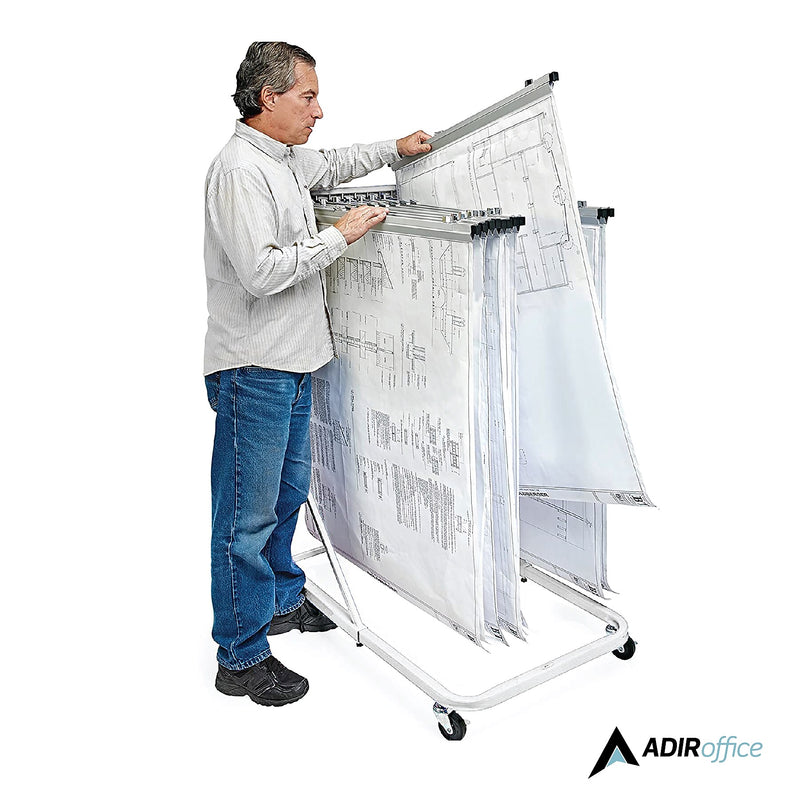 AdirOffice Metal Mobile File Cart with Lockable Wheels, White (613-WHI-KIT1)
