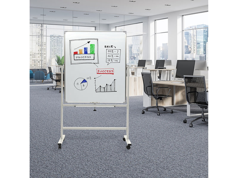 Excello Global Products Double Sided Magnetic Mobile Dry-Erase Whiteboard Easel, 36" x 42" (EGP-HD-0546)
