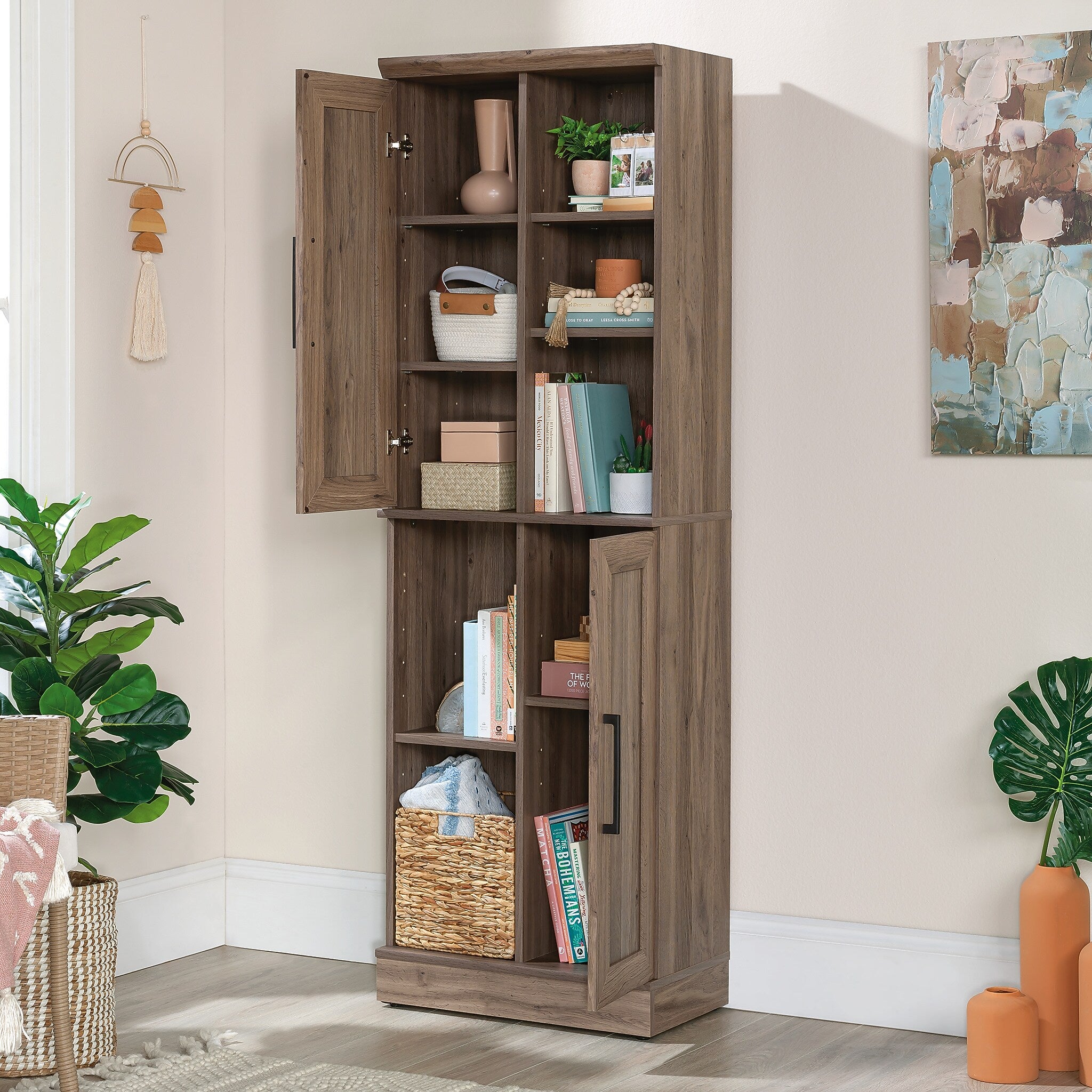 Sauder HomePlus 71"H Storage Cabinet with 6 Shelves, Salt Oak (435132)