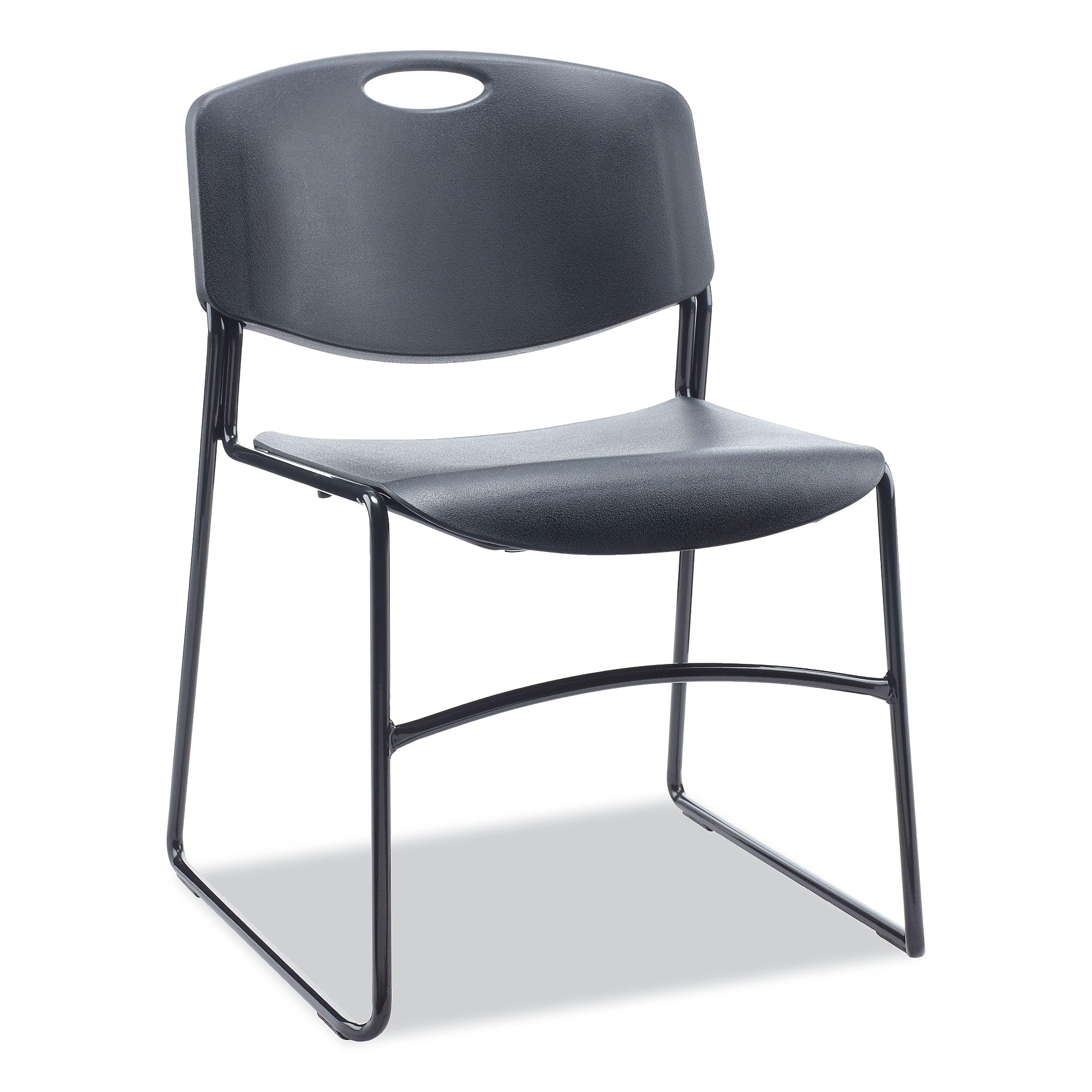 Alera® Alera Resin Stacking Chair, Supports Up to 275 lb, 18.50" Seat Height, Black Seat, Black Back, Black Base, 4/Carton