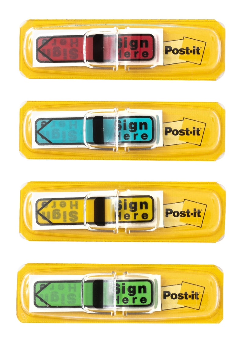 Post-it 'Sign Here' Message Flags, .5" Wide, Assorted Colors, 120 Flags/Pack (684-SH)
