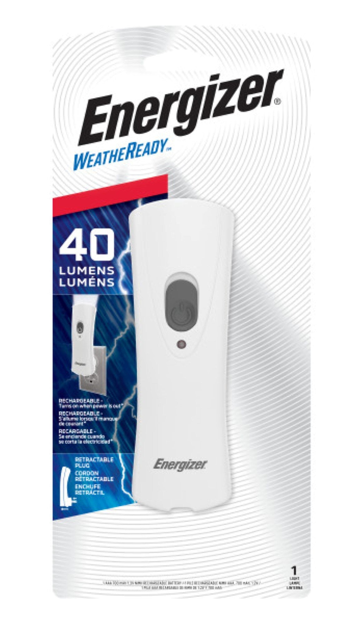 Energizer Weatheready 5" Rechargeable LED Compact Handheld Flashlight, White (RCL1FN2WR)