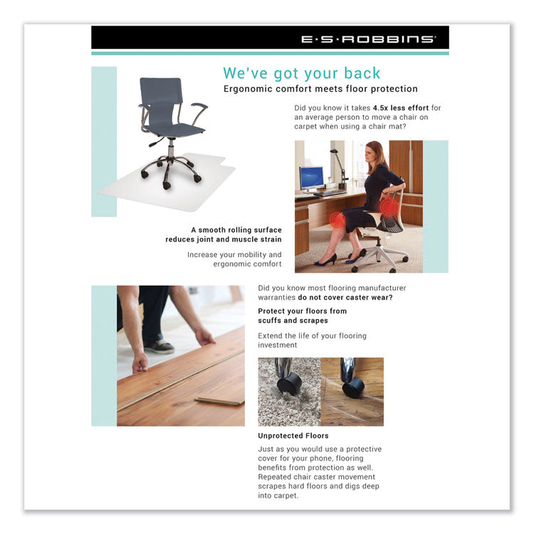 EverLife Chair Mats for Medium Pile Carpet, Contour, 66 x 60, Clear