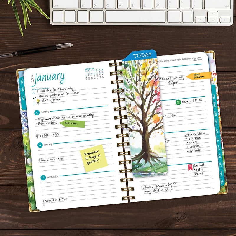 2026 Global Printed Products Tree Seasons 5.5" x 8" Weekly & Monthly Planner, Paperboard Cover (NRY26-58-20)