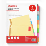 Staples Large Tab Insertable Paper Divider, Assorted Colors, 8-Tabs, 4 Sets (13517/14483)