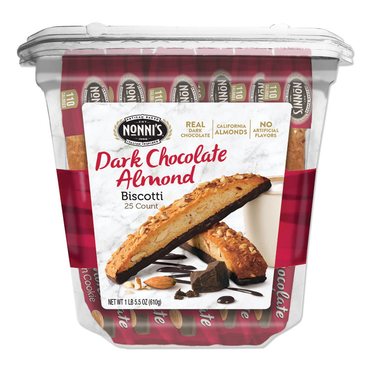 Biscotti, Dark Chocolate Almond, 0.85 Oz Individually Wrapped, 25/pack