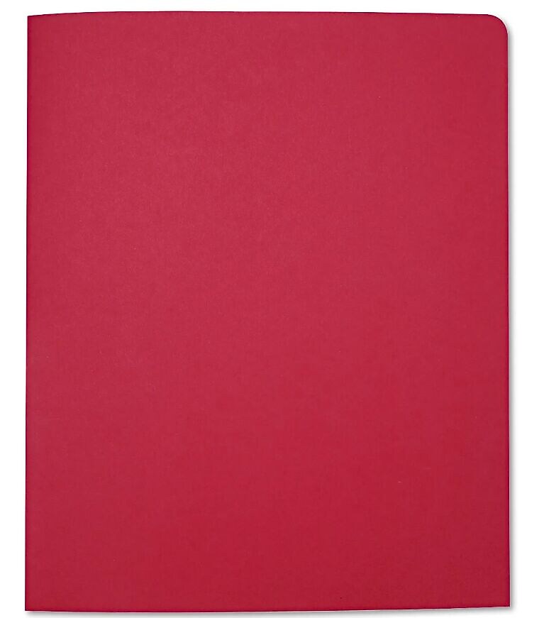 AbilityOne 2-Pocket Leather Portfolio Folder, Red, 25/Box (NSN5122415)