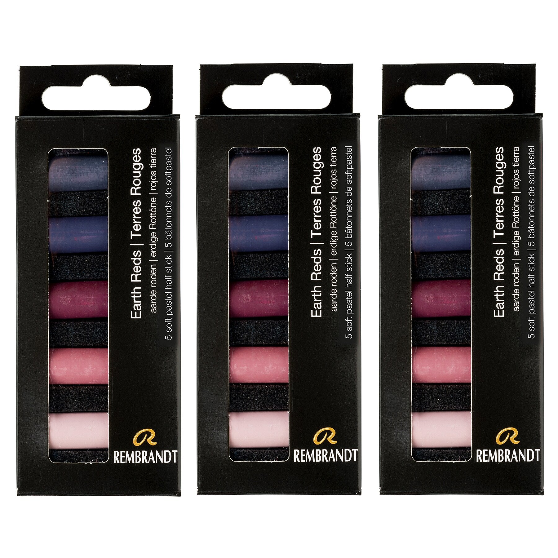 Rembrandt Soft Pastels Micro Sets, Earth Reds, 5/Set, 3 Sets/Bundle (RBX31820513-3)