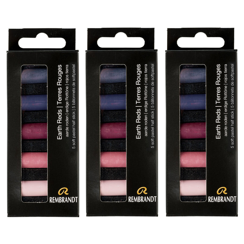 Rembrandt Soft Pastels Micro Sets, Earth Reds, 5/Set, 3 Sets/Bundle (RBX31820513-3)