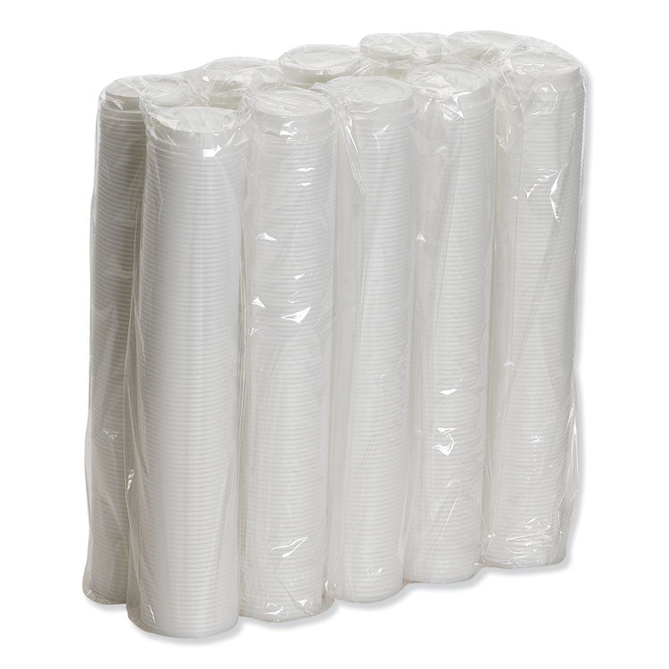 Dome Hot Drink Lids, Fits 8 oz Hot Cups, Plastic, White, 100/Sleeve, 10 Sleeves/Carton