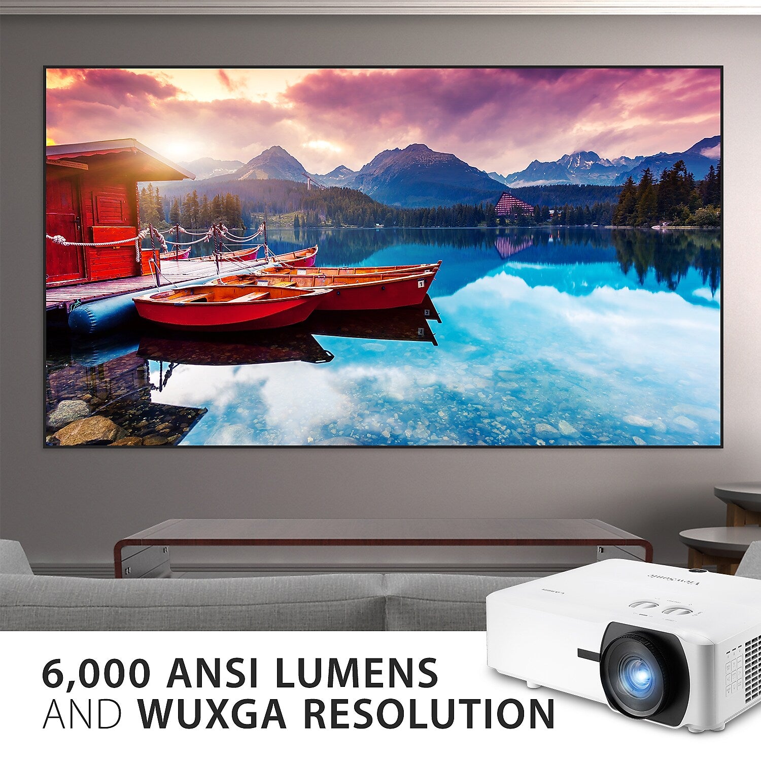 ViewSonic 6000 Lumens WUXGA Laser Projector with 1.6x Optical Zoom and Dual HDMI, White (LS920WU)