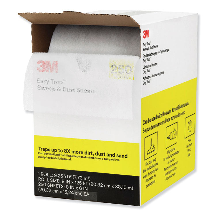 Easy Trap Duster, Perforated, 8" x 125 ft, White, 250 Sheet Roll