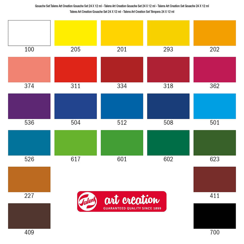 Talens Art Creation Gouache Craft Paint, Assorted Colors, 24/Set (TLN9021624M)