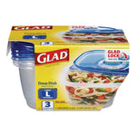 Deep Dish Food Storage Containers, 64 oz, Plastic, 3/Pack