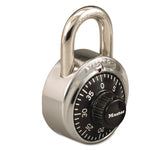 Combination Stainless Steel Padlock, 1.87" Wide, Black/Silver