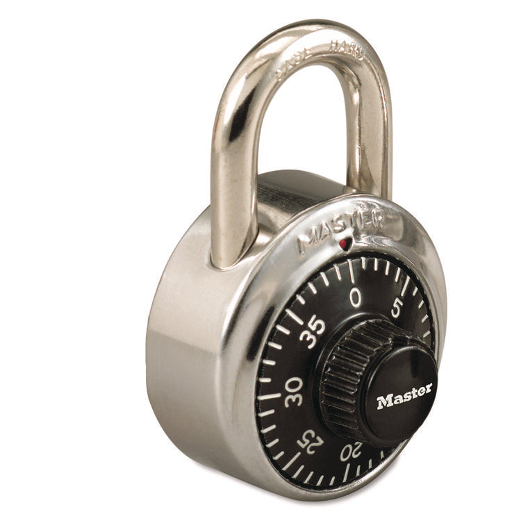 Combination Stainless Steel Padlock, 1.87" Wide, Black/Silver