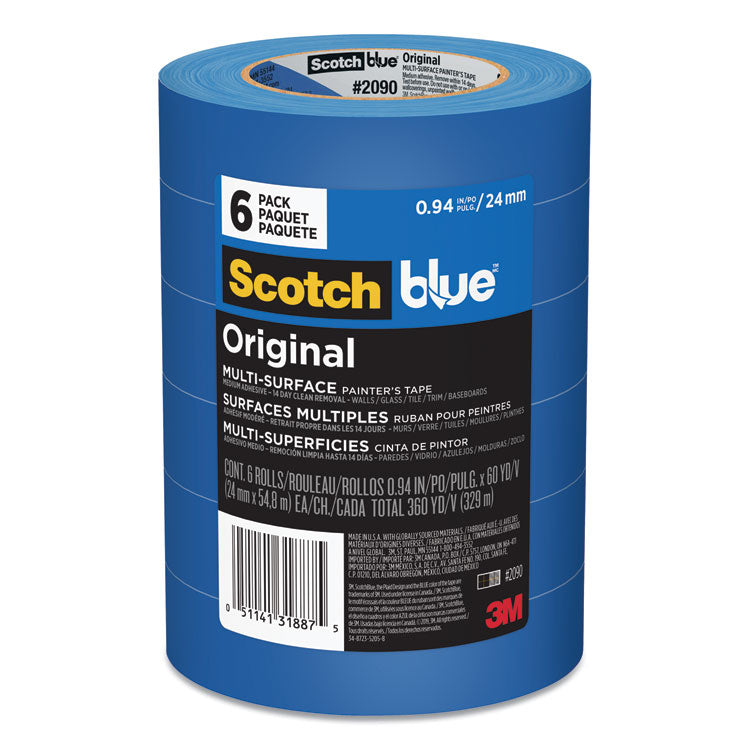 Original Multi-Surface Painter's Tape, 3" Core, 0.94" X 60 Yds, Blue, 6/pack