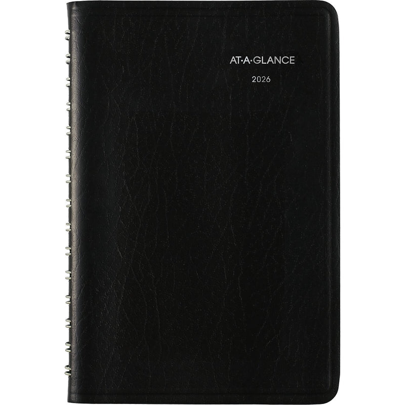 2026 AT-A-GLANCE DayMinder 5" x 8" Daily Appointment Book, Faux Leather Cover, Black (SK44-00-26)
