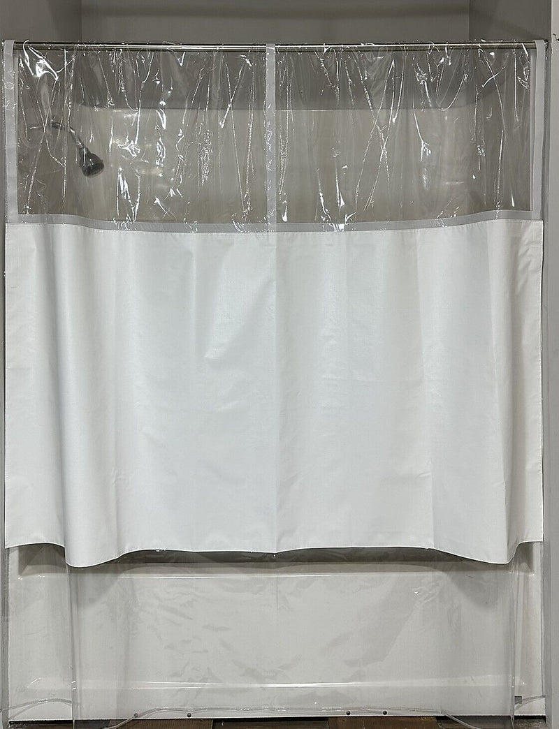 Gary Manufacturing PREA Compliant & Anti-Ligature 70" x 72-96" Vinyl Shower Curtain, Hook & Loop Fold-over, 12/Case (STPADJCFFO)