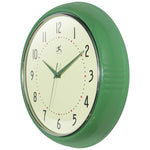 Infinity Instruments Round Retro Green Wall Clock, Aluminum, 15" (10940GR-15)