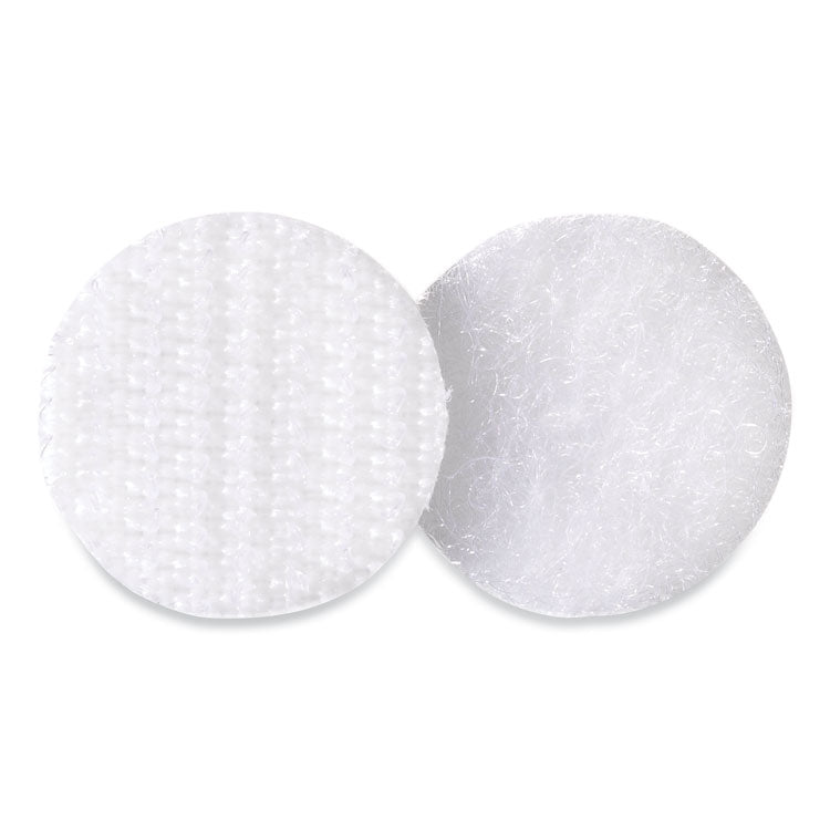 Sticky-Back Fasteners, Removable Adhesive, 0.63" Dia, White, 15/pack