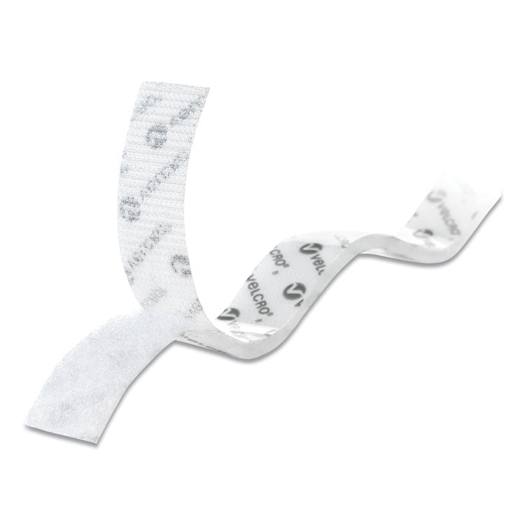 Sticky-Back Fasteners With Dispenser, Removable Adhesive, 0.75" X 15 Ft, White