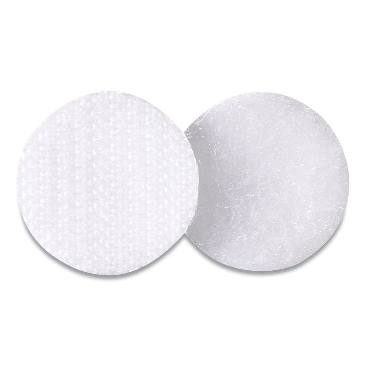 Sticky-Back Fasteners, Removable Adhesive, 0.75" Dia, White, 200/box