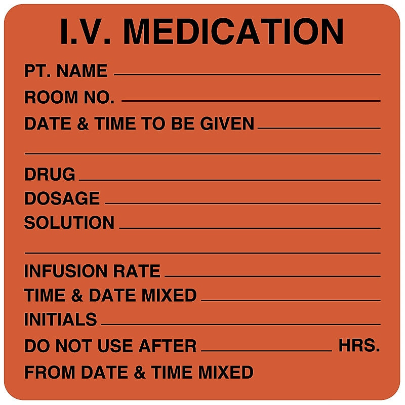 IV Medication Added Label, 2-1/2" x 2-1/2"
