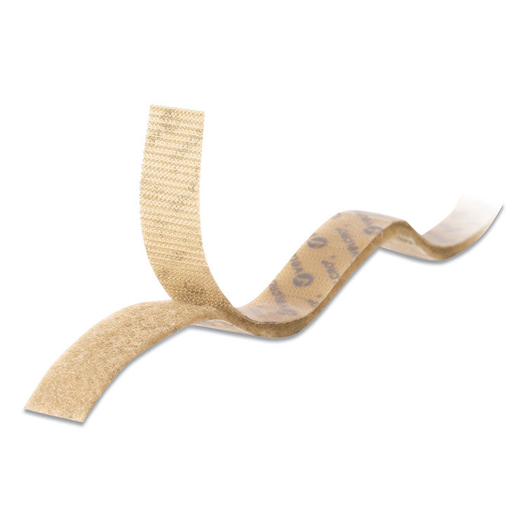 Sticky-Back Fasteners With Dispenser, Removable Adhesive, 0.75" X 15 Ft, Beige