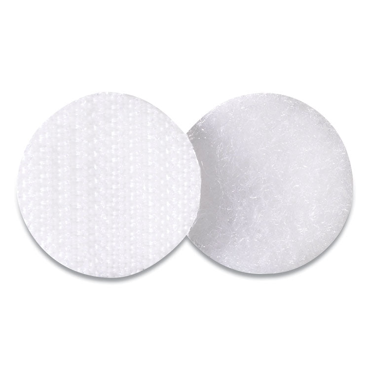 Sticky-Back Fasteners, Removable Adhesive, 0.63" Dia, White, 75/pack