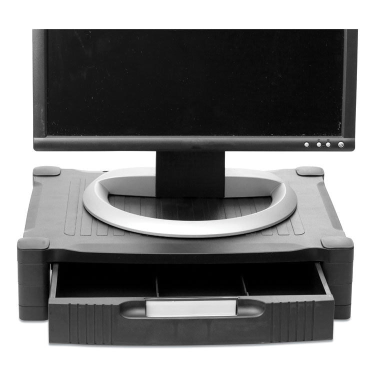 Monitor Stand Riser with Drawer, 17" x 13" x 3.75", Black, Supports 22 lbs