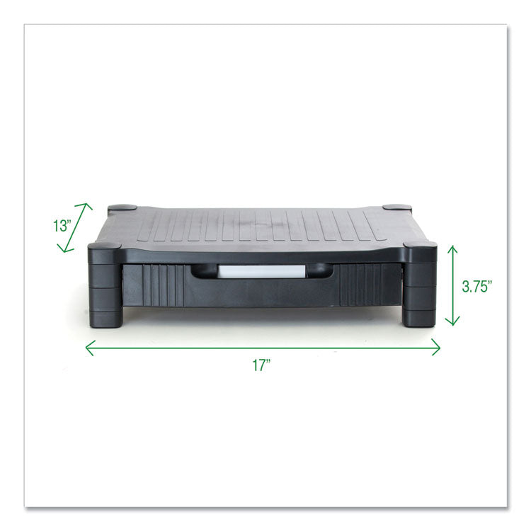 Monitor Stand Riser with Drawer, 17" x 13" x 3.75", Black, Supports 22 lbs