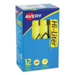 Hi-Liter Desk-Style Highlighters, Fluorescent Yellow Ink, Chisel Tip, Yellow/black Barrel, Dozen