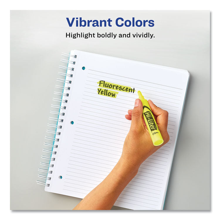 Hi-Liter Desk-Style Highlighters, Fluorescent Yellow Ink, Chisel Tip, Yellow/black Barrel, Dozen