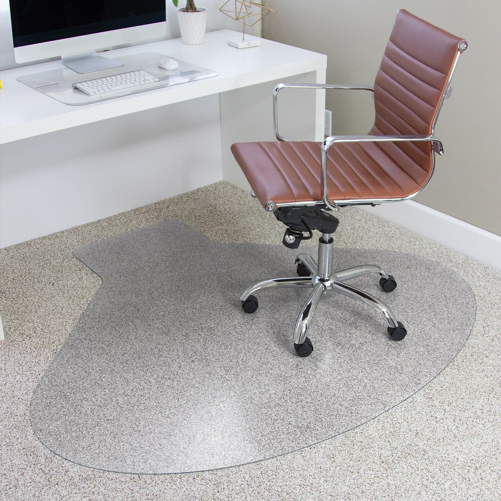 ES Robbins EverLife Carpet Chair Mat with Lip, 66" x 60", Designed for Medium-Pile Carpet, Clear (122775)