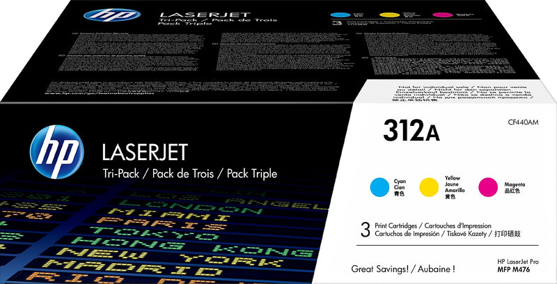 HP 312A Cyan/Magenta/Yellow Standard Yield Toner Cartridge, Prints Up to 2,700 Pages (CF440AM)