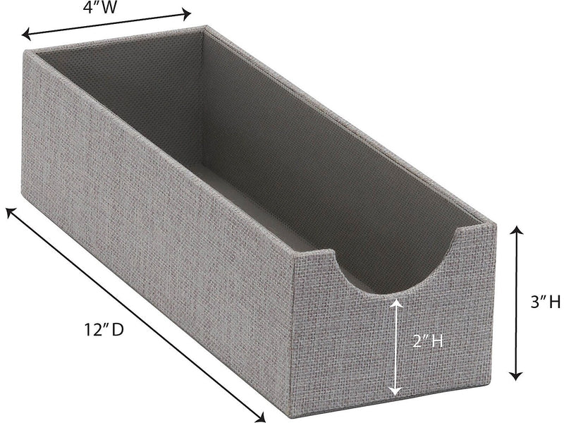 Household Essentials 1-Compartment Cardboard/Poly Linen/Nonwoven PP Drawer Organizer, Gray (725-1)