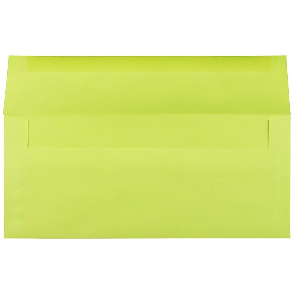 JAM Paper #10 Booklet Envelope, 4 1/8" x 9 1/2", Ultra Lime Green, 100/Pack (71091d)