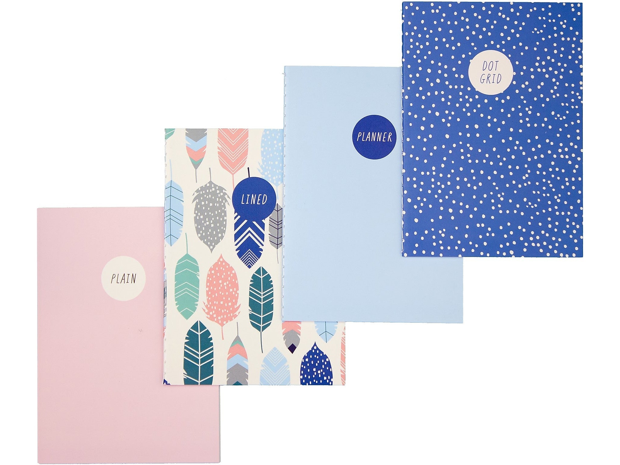 Carpe Diem Feathers 1-Subject Notebooks, 4.1" x 5.8", 16 Sheets, Ruled, Assorted Colors, 4/Pack (9368-CD)