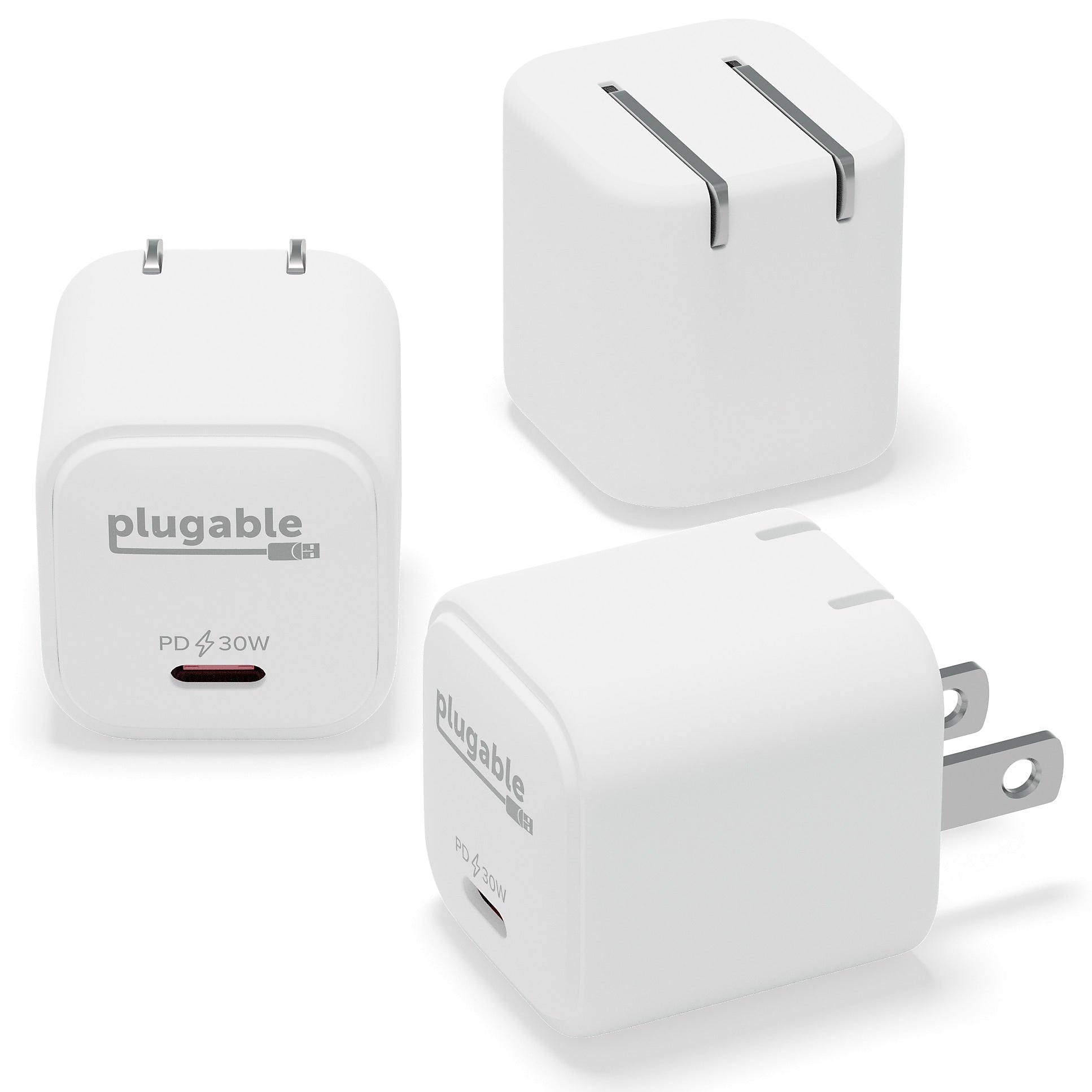 Plugable GaN USB-C Wall Charger for Samsung, 30W, White (PS-30C1W-3X)