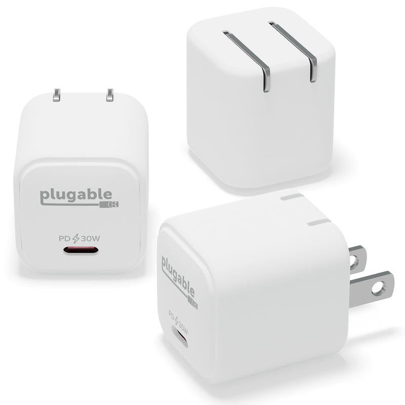 Plugable GaN USB-C Wall Charger for Samsung, 30W, White (PS-30C1W-3X)