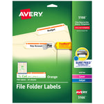 Avery TrueBlock Laser/Inkjet File Folder Labels, 2/3" x 3-7/16", White/Orange, 750 Labels/Pack (5166)