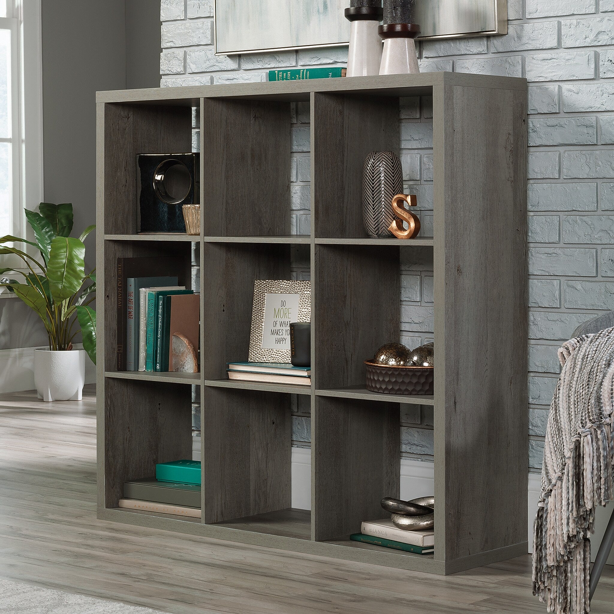 Sauder Select 44"H 9-Shelf Cube Organizer, Mystic Oak (431287)