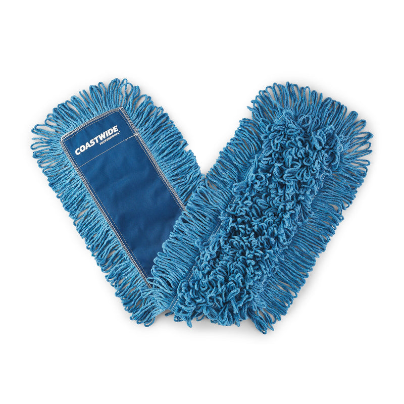 Coastwide Professional™ Looped-End Dust Mop Head, Cotton, 36" x 5", Blue (CW56760)