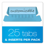 Transparent Colored Tabs For Hanging File Folders, 1/5-Cut, Blue, 2" Wide, 25/Pack