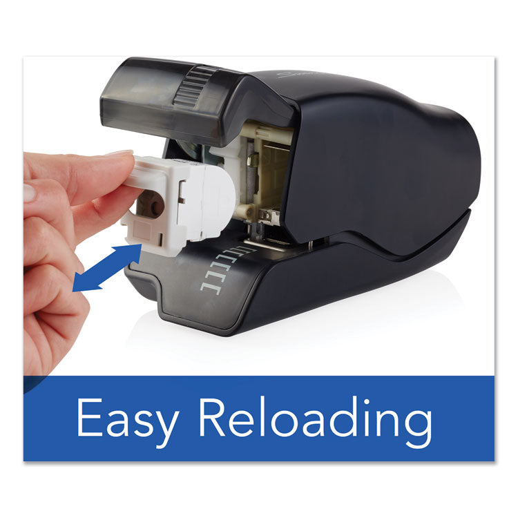 Desktop Cartridge Electric Stapler With Led Guide, 25-Sheet Capacity, Black